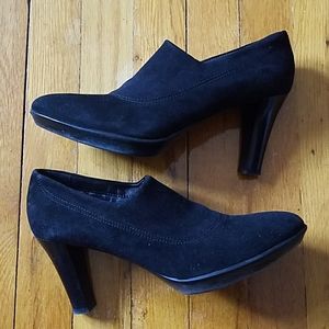Aquatalia black suede platform shoes